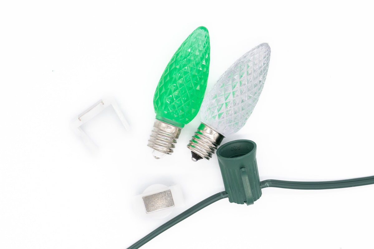 Metal Roof Stringer Kit - Green & Warm White Alternating - Per 10 Foot Section